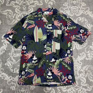Disney Mickey Mouse Men's S Hawaiian Shirt Floral Tropical Casual